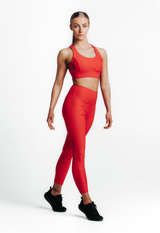 Wrapdrive plush ribbed legging red hot women gym wear