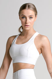 Wrapdrive plush ribbed sports bra snow white gym wear women top