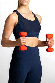 Wrapdrive plush ribbed sports bra blue gym wear women top