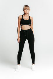 Wrapdrive luxe drawstring legging black gym wear